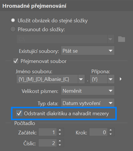 hromadné přejmenování fotek, fotoarchiv, odstranění diakritiky