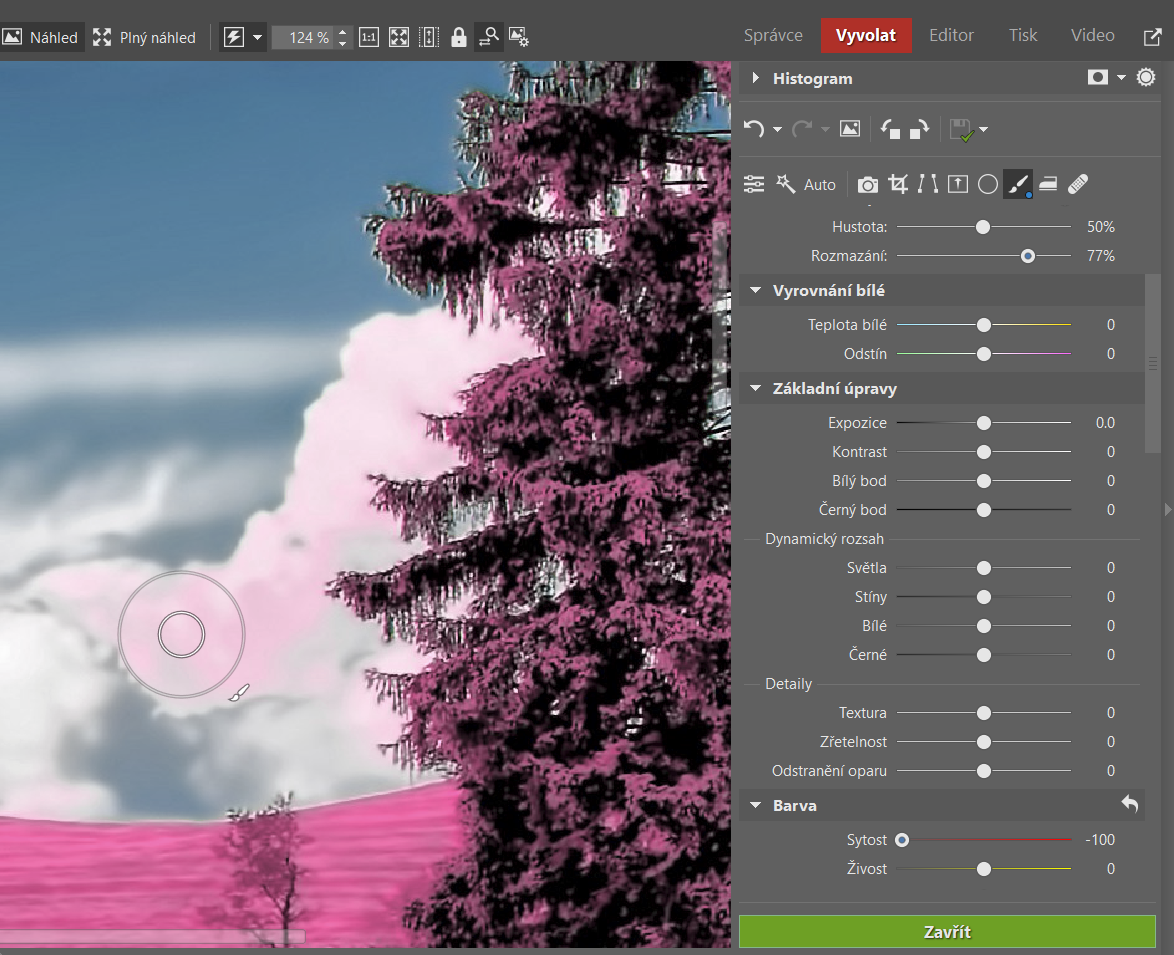 Infračervená fotografie, štětcový filtr