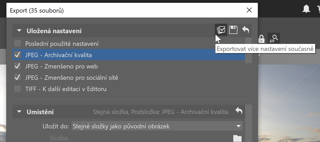 Export, Současně