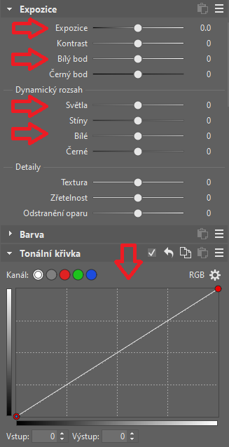 Sportovní fotografie, hokej, úprava parametrů, tonální křivka