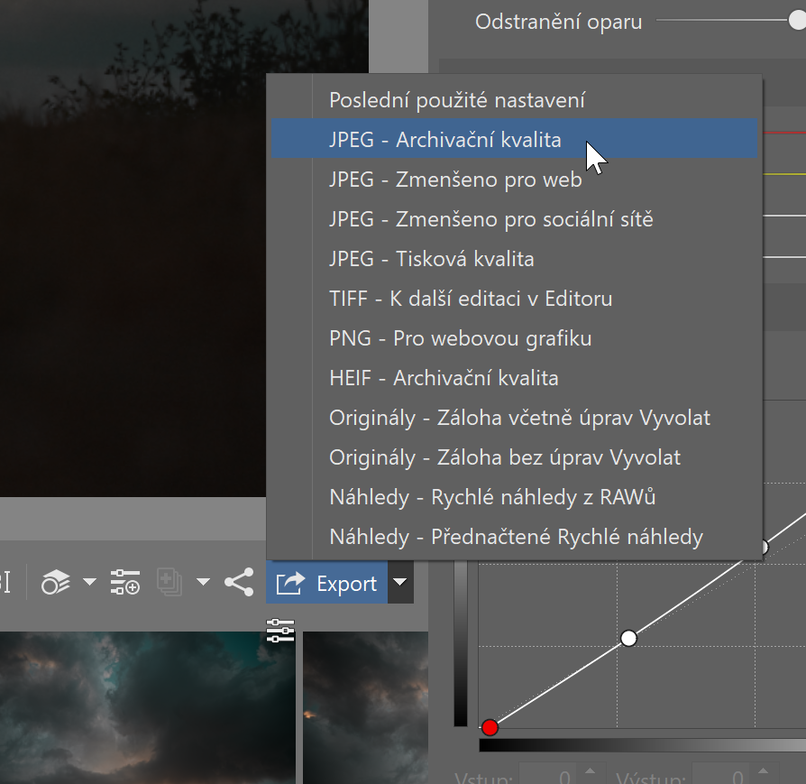 Nedestruktivní úpravy – export ve vysoké kvalitě